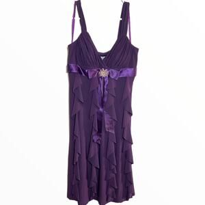 Vintage Cache Waterfall Dress Brooch 90s Y2K USA Bow Cocktail Eggplant 6 S